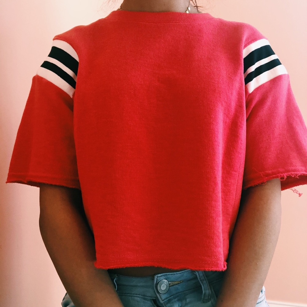 Thick Red Short Sleeve Bershka Top